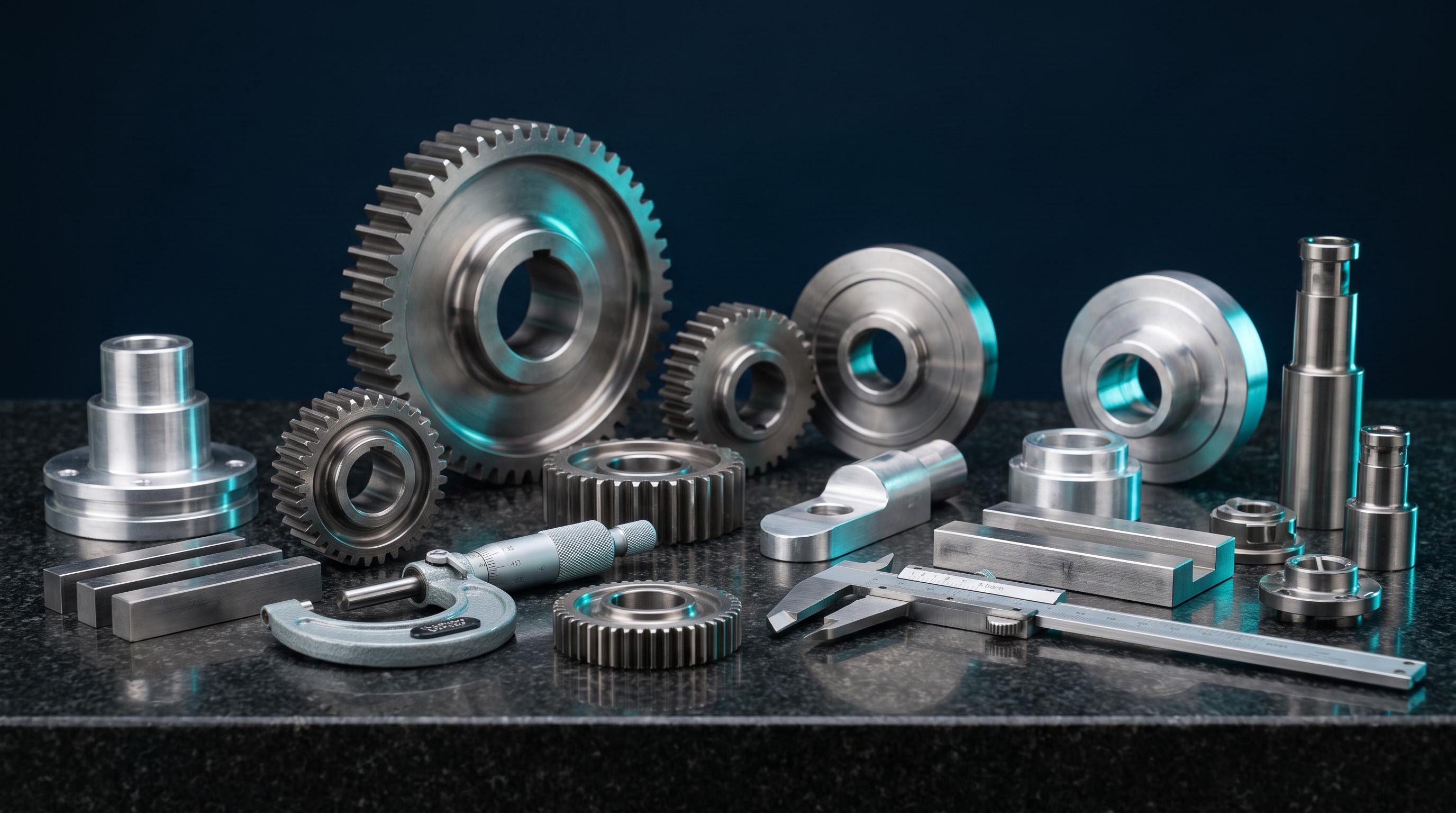 Metal components Gears / measuring components / various machined metal parts