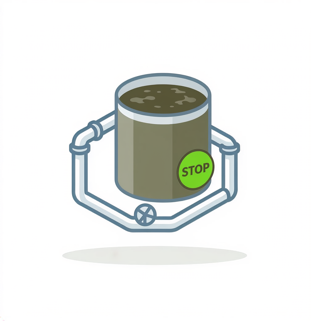 Firefly_A minimal isometric vector icon representing stopping the discharge of industrial was 626081